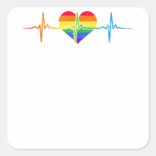 Heartbeat Gay LGBTQ Heartbeat Lovely Pride Lesbian Square Sticker