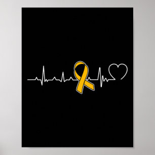 Heartbeat Gold Ribbon Childhood Cancer Awareness G Poster