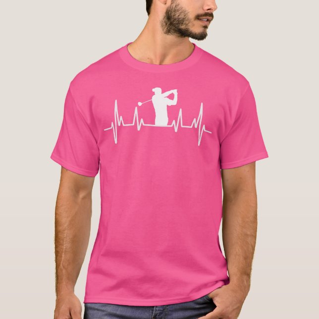 Heartbeat Golf Club Golfing Golfer T-Shirt (Front)