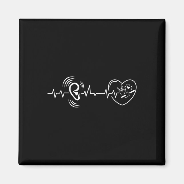 Heartbeat Hand Sign Language Hearing Loss Awarenes Magnet (Front)