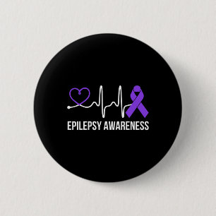 Heartbeat Heart Epilepsy Awareness Epileptic Purpl 6 Cm Round Badge