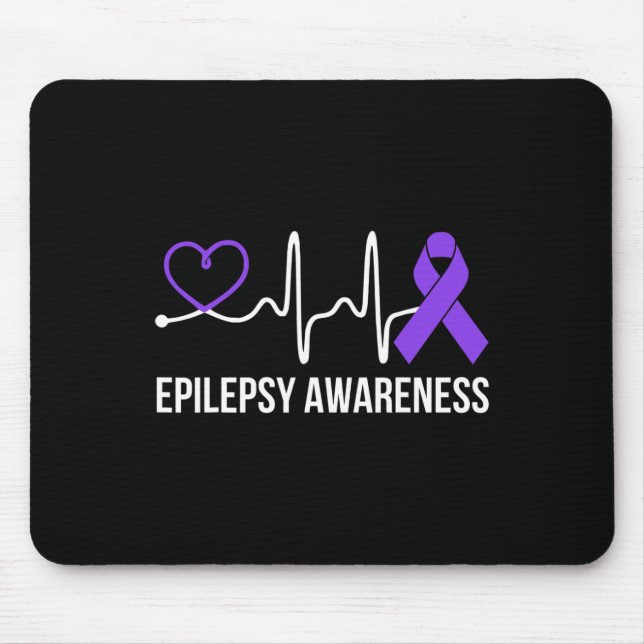 Heartbeat Heart Epilepsy Awareness Epileptic Purpl Mouse Mat (Front)