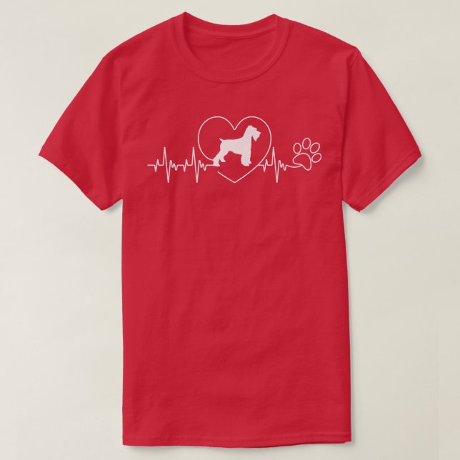 Heartbeat Heart Miniature Schnauzer Dog Owner Paw  T-Shirt (Design Front)