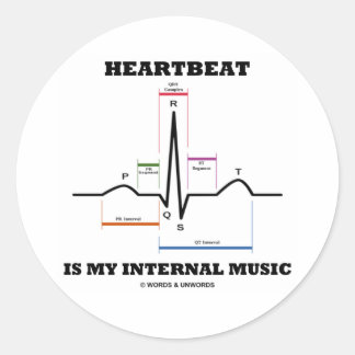 Heartbeat Is My Internal Music (ECG/EKG) Classic Round Sticker
