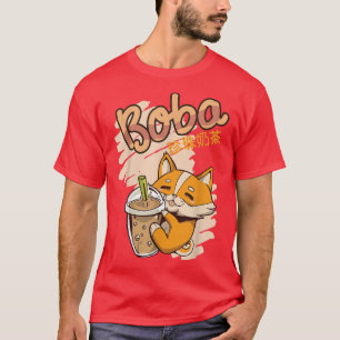 Heartbeat Kawaii Corgi Bubble Tea Funny Bobas Wels T-Shirt