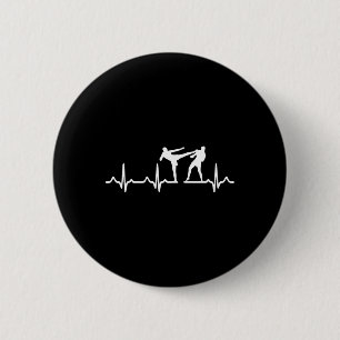 Heartbeat Kickboxing Shirt Kick Boxing Karate Tee 6 Cm Round Badge