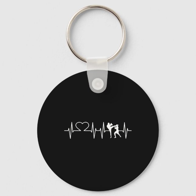 Heartbeat Kickboxing Shirt Kick Boxing Karate Tee  Key Ring (Front)