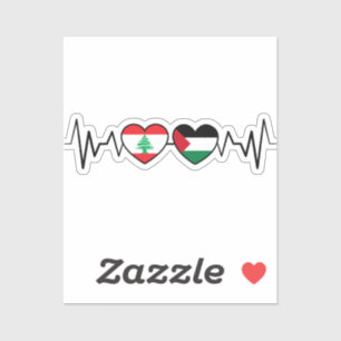 Heartbeat Lebanon Palestine Unity Flags.