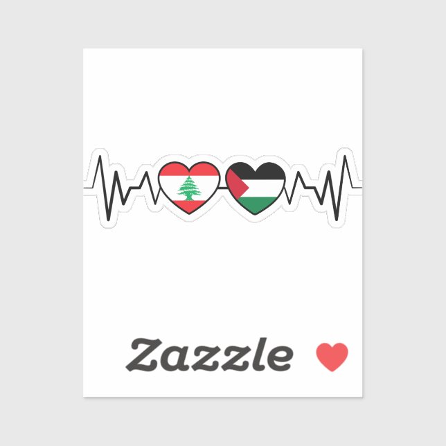 Heartbeat Lebanon Palestine Unity Flags. (Sheet)
