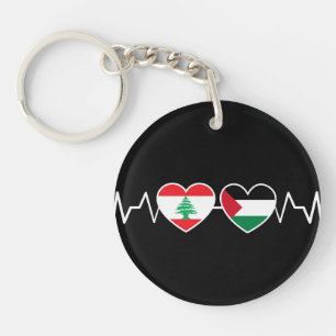 Heartbeat Lebanon Palestine Unity Flags. Key Ring