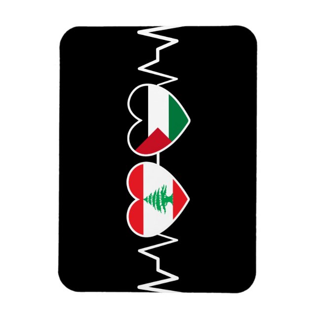 Heartbeat Lebanon Palestine Unity Flags. Magnet (Vertical)
