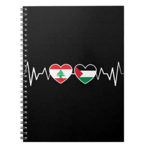 Heartbeat Lebanon Palestine Unity Flags. Notebook