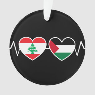 Heartbeat Lebanon Palestine Unity Flags. Ornament