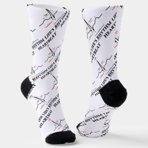 Heartbeat Life's Rhythm ECG/EKG Electrocardiogram Socks