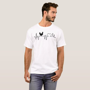 Heartbeat Line and Love with Hen T-shirt