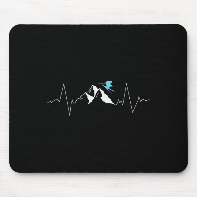 Heartbeat Line For Skiing Snow  Mouse Mat (Front)