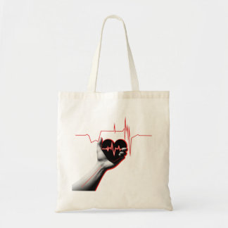Heartbeat Love Design – Hand Holding Heart Tote Bag