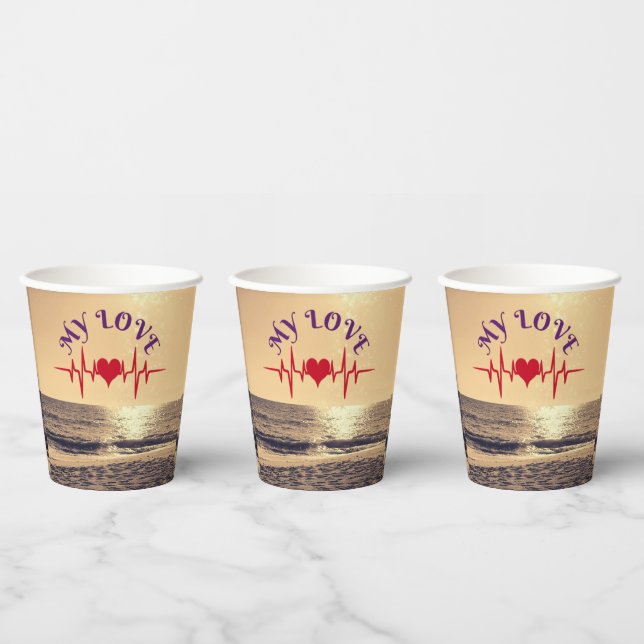 Heartbeat Love – Minimalist Romantic Design Paper Cups (Multi)
