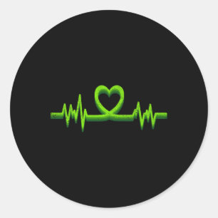 Heartbeat Mental Health Awareness For Mens Kids Classic Round Sticker