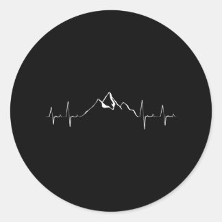 Heartbeat Mountain Hiking Climbing Outdoors Classic Round Sticker