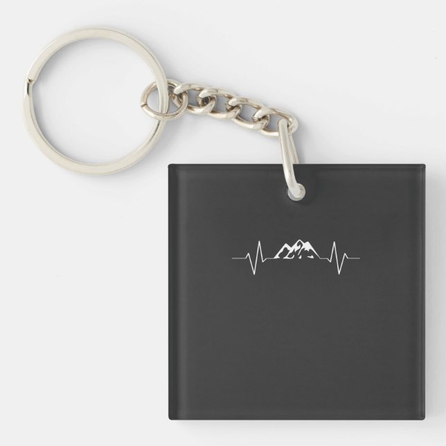 Heartbeat Mountaineering Hiking Gift Key Ring (Front)
