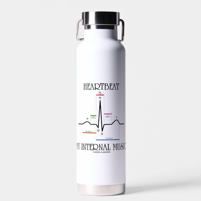 Heartbeat My Internal Music Electrocardiogram EKG Water Bottle (Front)