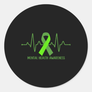 Heartbeat National Mental Health Awareness Day Gre Classic Round Sticker