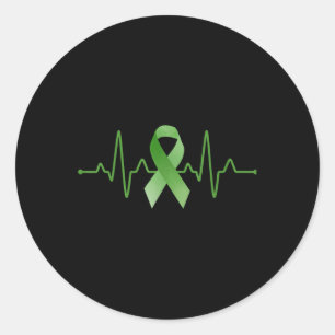 Heartbeat National Mental Health Awareness Green R Classic Round Sticker