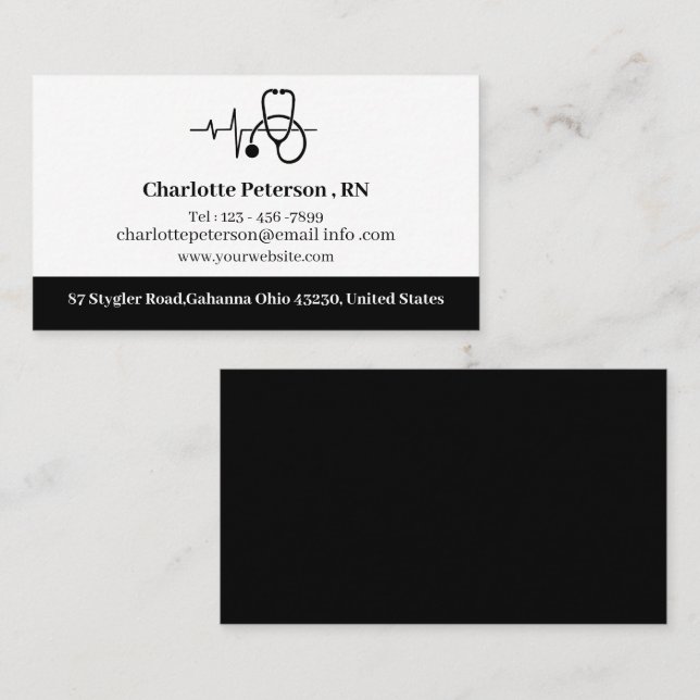 Heartbeat Nurse Doctor  Business Card (Front/Back)