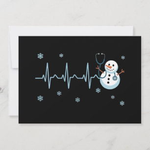 Heartbeat Nurse Snowman Christmas  Invitation