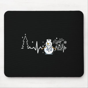 Heartbeat Nurse Snowman Nurse Christmas  Mouse Mat