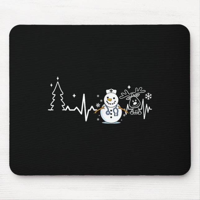 Heartbeat Nurse Snowman Nurse Christmas  Mouse Mat (Front)