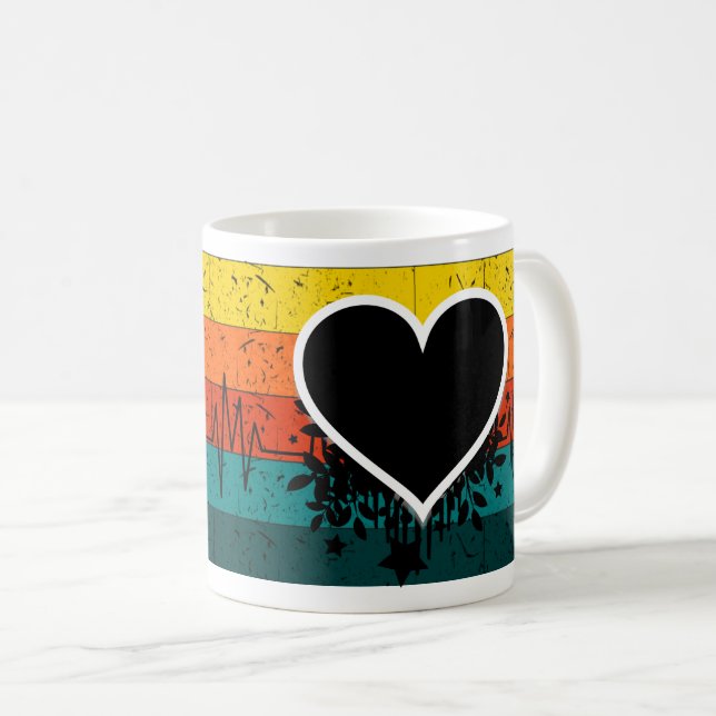 Heartbeat of Love - Minimalist Black Line Art Coffee Mug (Front Right)