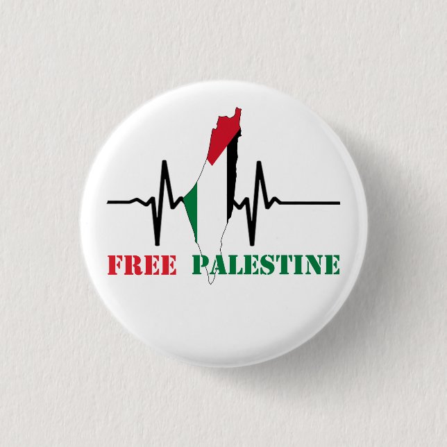 Heartbeat of Palestine-Free Palestine Map stop war 3 Cm Round Badge (Front)