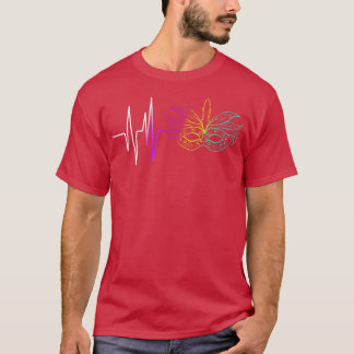 Heartbeat of Purple Golden And Green Mask For T-Shirt