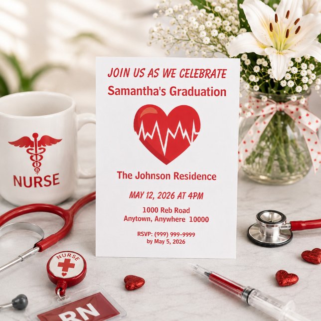 Heartbeat of Success Nursing Graduation  Invitation (Creator Uploaded)