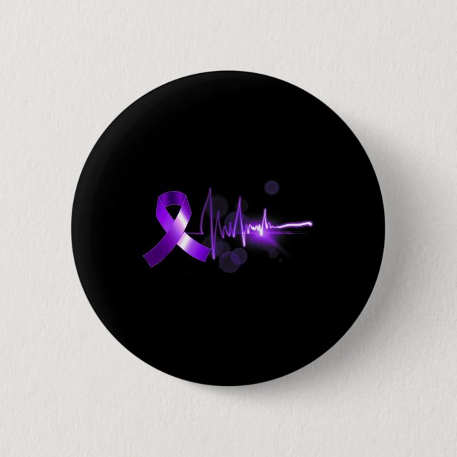 Heartbeat Opioid Ribbon Opioid Overdose Awareness  6 Cm Round Badge (Front)