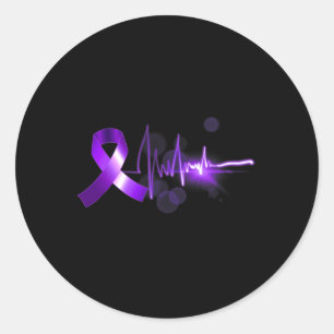 Heartbeat Opioid Ribbon Opioid Overdose Awareness  Classic Round Sticker
