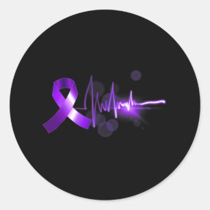 Heartbeat Opioid Ribbon Opioid Overdose Awareness  Classic Round Sticker