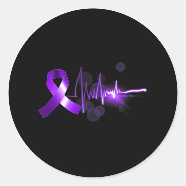 Heartbeat Opioid Ribbon Opioid Overdose Awareness  Classic Round Sticker (Front)