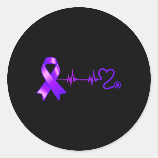 Heartbeat Opioid Ribbon Opioid Overdose Awareness  Classic Round Sticker (Front)
