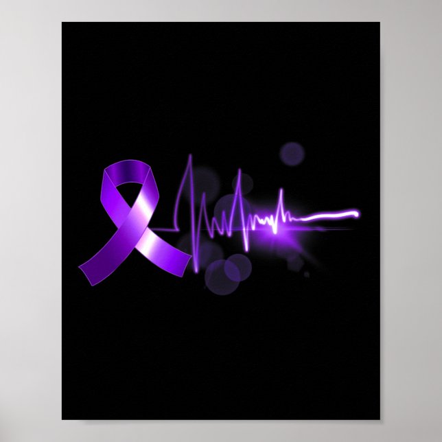 Heartbeat Opioid Ribbon Opioid Overdose Awareness  Poster (Front)