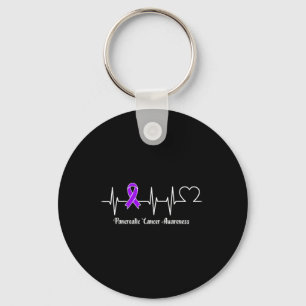 Heartbeat Pancreatic Cancer Warrior Key Ring