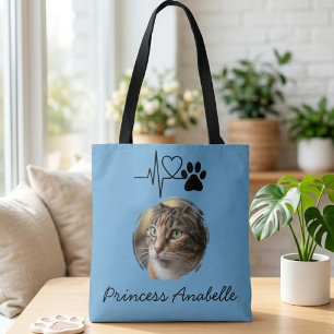 Heartbeat Paw Print Cat Mum Mother’s Day Tote Bag