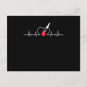 Heartbeat Phlebotomist Phlebotomy Syringe Blood Gi Postcard