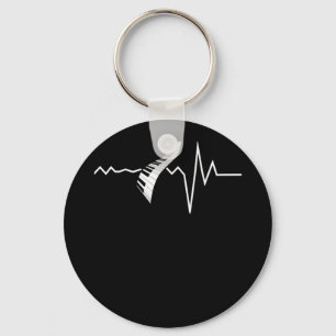 Heartbeat Piano Musician Pianist Keyboard Key Ring