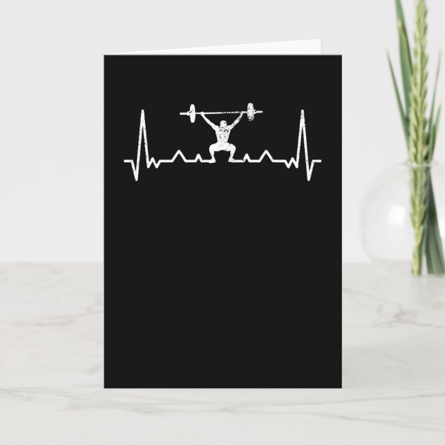 Heartbeat Powerlifting Saying Gift Retro Card (Front)