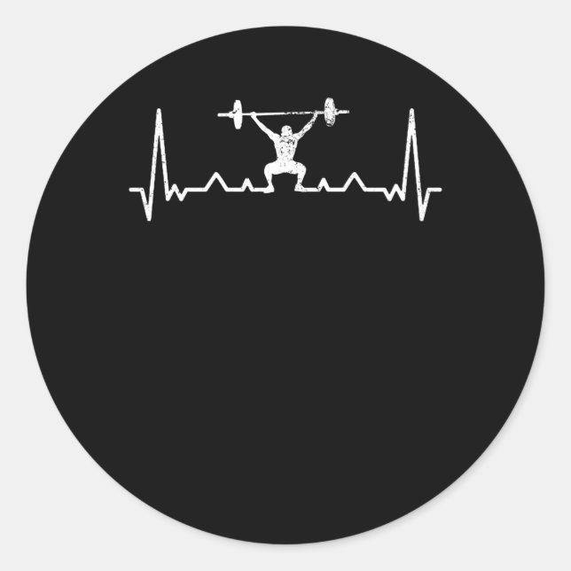 Heartbeat Powerlifting Saying Gift Retro Classic Round Sticker (Front)