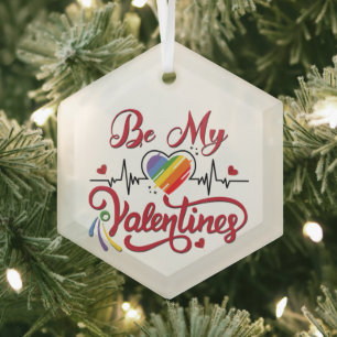 Heartbeat pride Heart, My valentine Glass Tree Decoration