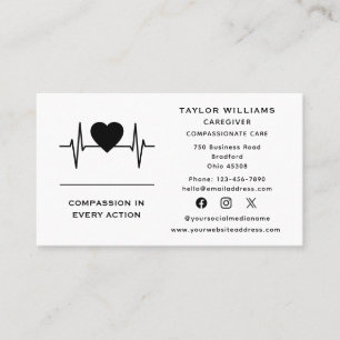 Heartbeat Pulse Heart EKG ECG Healthcare Caregiver Business Card
